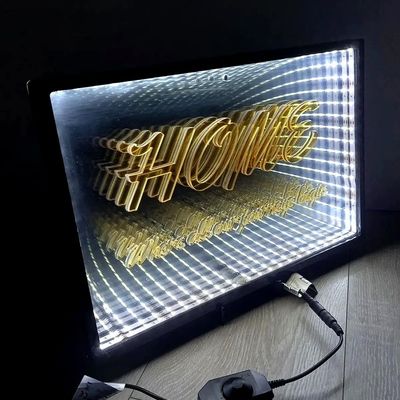 Gehärtetes Glas Acryl 3D Spiegel Infinity-Effekt 3D LED Spiegel mit 12V Eingangsspannung