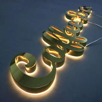 Customized Metal Led Lighting Strip Elektro-Gold-Spiegelzeichen für Innen- und Außenbereich