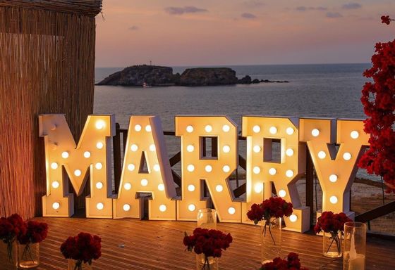 Plug-Powered Custom Neon Marquee Licht Up Briefe für Hochzeitsfeier Willst du mich heiraten
