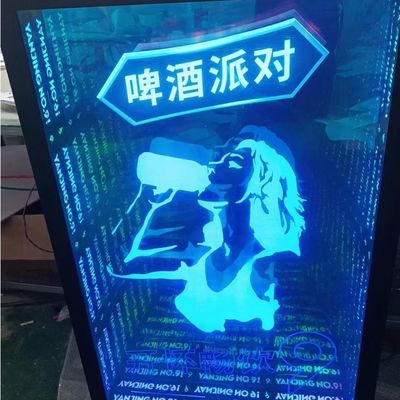 Gehärtetes Glas Acryl 3D Spiegel Infinity-Effekt 3D LED Spiegel mit 12V Eingangsspannung