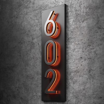 Custom Metal Outdoor Beleuchtete 3D-Schilder Rückseite LED-Leuchtturm Nummer für Hochzeiten
