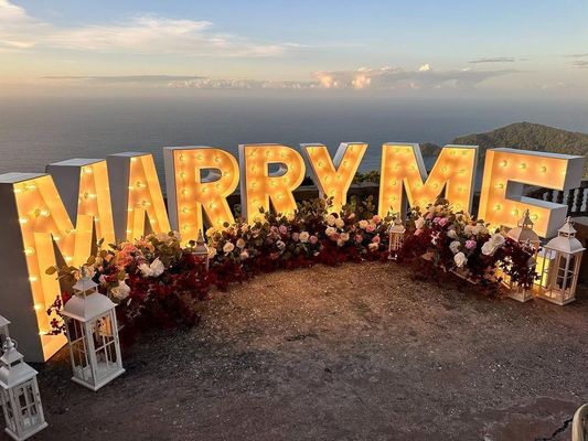 5000 Arbeitsstunden lebenslange Markize Licht Briefe werden Sie mich heiraten Neon-Schild Hochzeitsfeier Schild