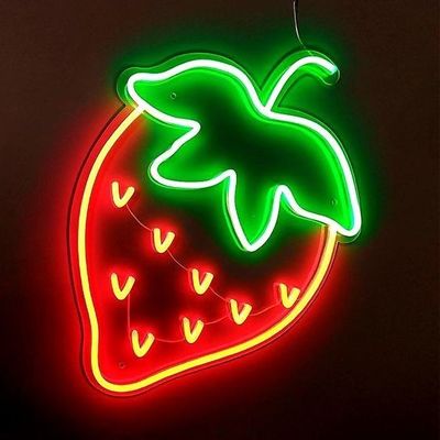 12V Stecker Stromversorgung Rot Erdbeere Drop Versand Custom Logo Neon Licht Hochzeitsschild