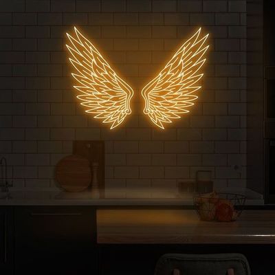 Neon Licht Hochzeitsschild Weißes Flügel Versand Custom Logo Neon Namensschild