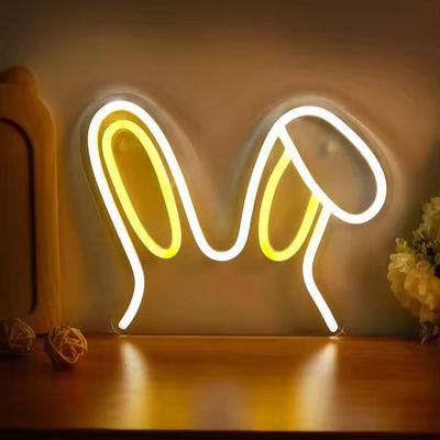 Adapter Weiße Kaninchen Ohren Neon Licht Hochzeitsschild für Werbebrett Party Home
