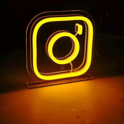 Acryl gelbe Kamera Versand Custom Logo Neon Licht Hochzeitsschild Schnee Business Logo